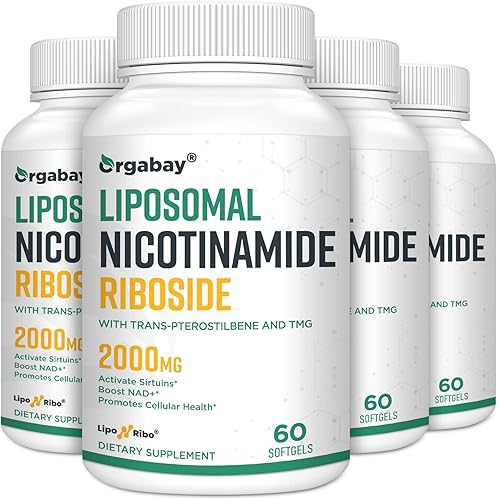 Orgabay Ribosida de nicotinamida liposomal 2000 mg con TMG y pterostilbeno, aumenta el NAD +, apoya el envejecimiento saludable, 240 unidades