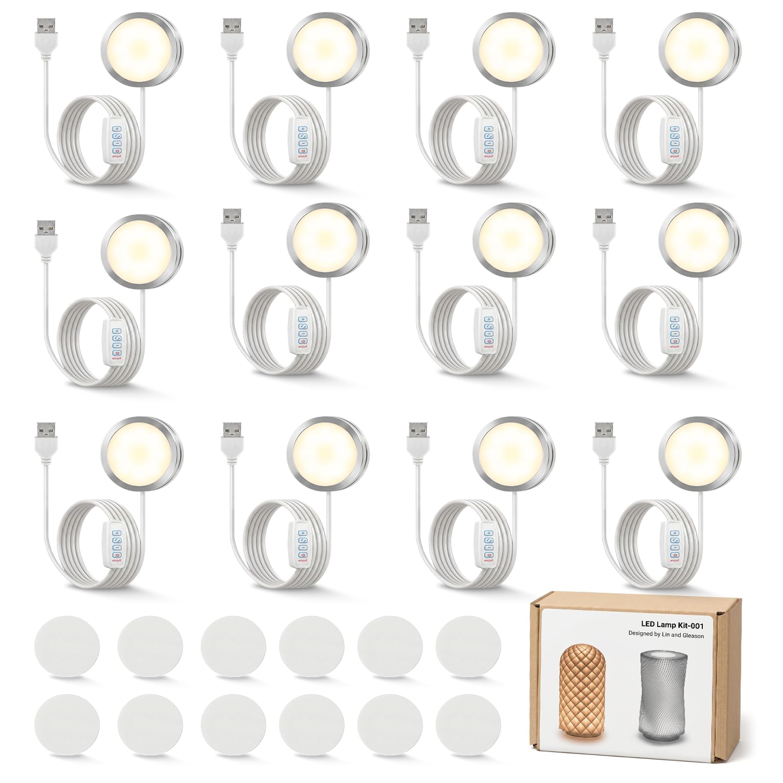 Lot de 12 lampes LED pour imprimante 3D 001 3 couleurs DIY Kit d'éclairage pour laboratoire Bambu