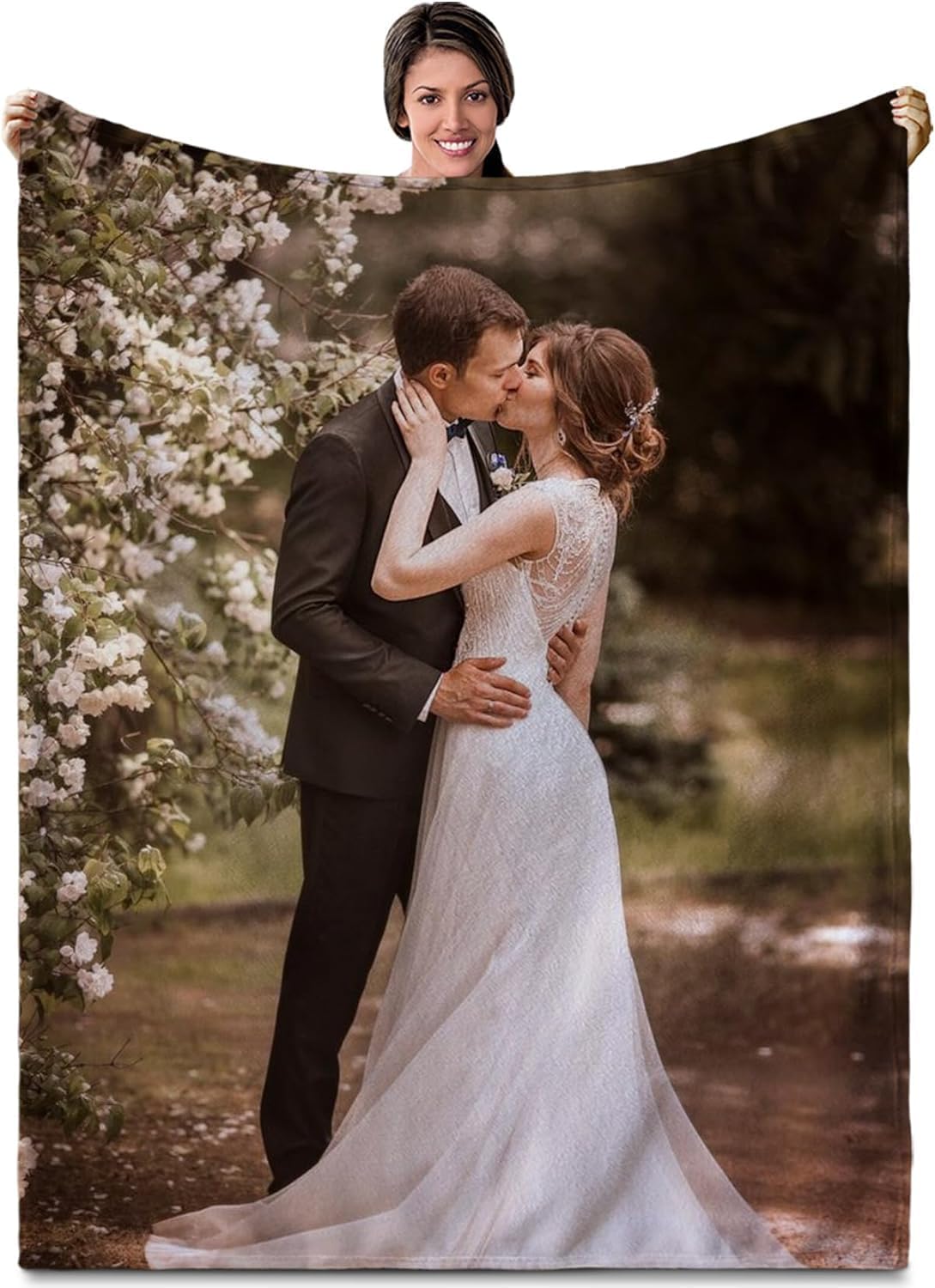 Ship Next Day-Custom Photo Blankets with Text Personalized Picture, Flannel Throw Blanket Gift Customized Mothers Day Birthday for Mom Grandmother Wife-Printed in USA (1 Photo only)