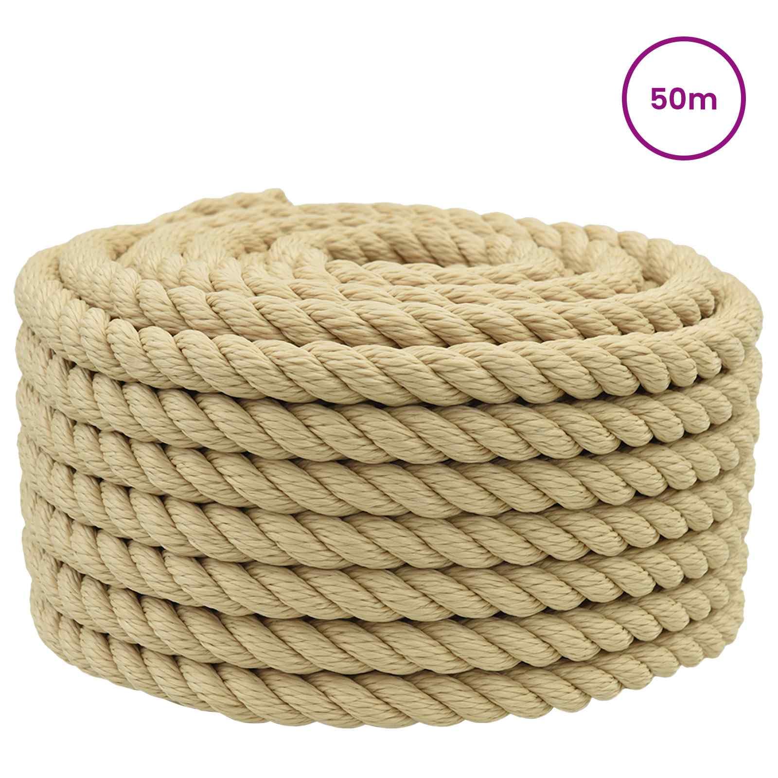 Cuerda de barco 50 m 2 cm natural PP | Flotador ligero, nudo fácil, para vela, camping, tender la colada, resistente a la intemperie