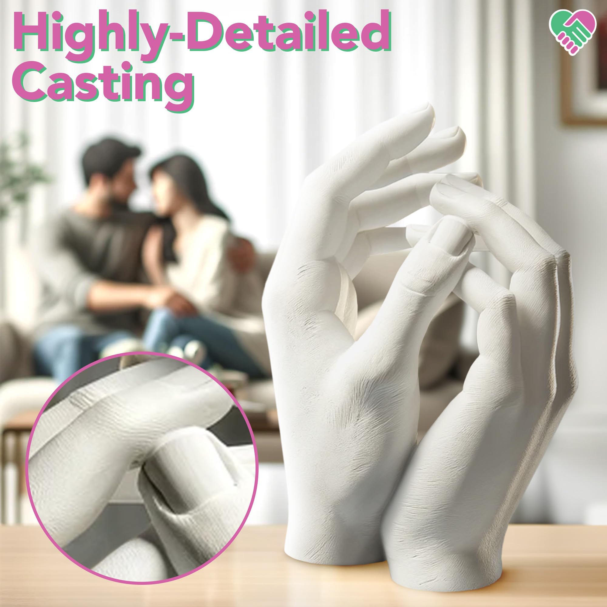 Luna Bean - Kit per il calco in gesso delle mani, kit di stampo fai da te per ricordo, per coppie, adulti, bambini, matrimoni, amici, anniversari