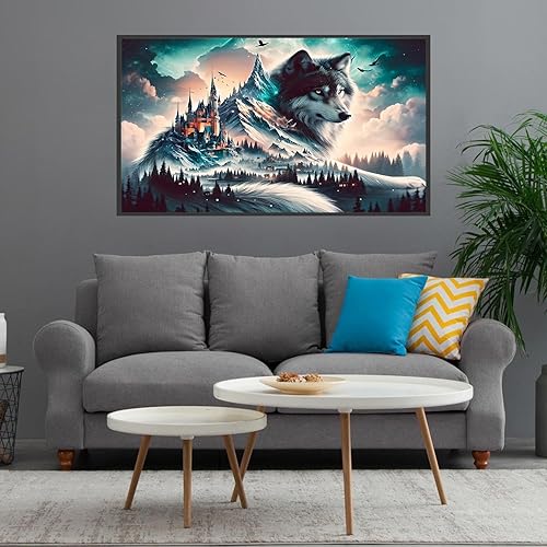 Miniatura 71 de Meothan Kits de pintura de diamantes 5D para adultos, kits de pintura de diamantes de castillo para principiantes, arte de gema de taladro completo