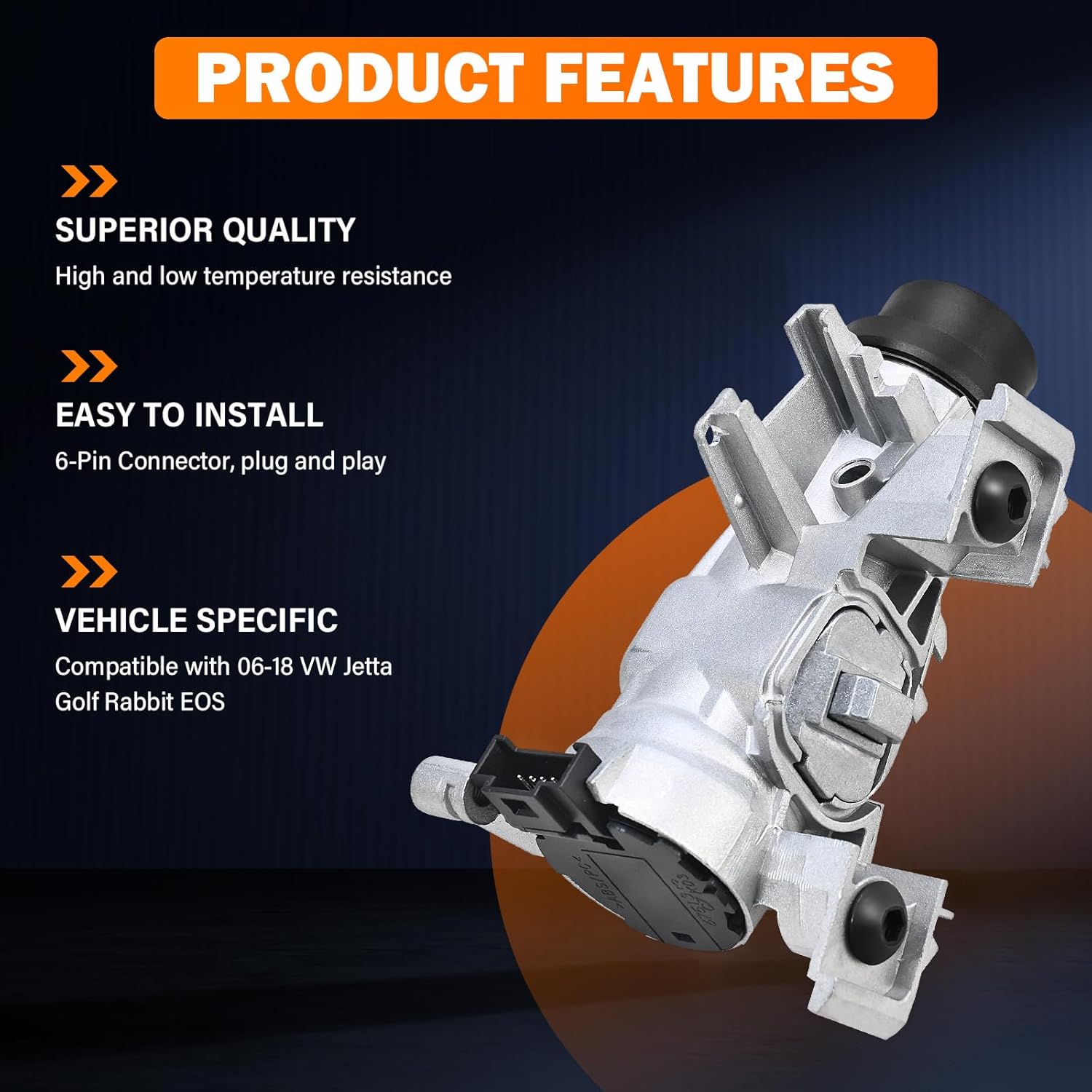 Yinlowa Ignition Switch Lock Cylinder 1K0905851B Compatible with Volkswagen VW Jetta 2006-2018, Golf 2004-2011, Rabbit 2006-2009, EOS 2007-2011 Ignition Starter Switch with Intelligent Keys 1K0905851