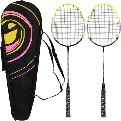 Juego de 2 raquetas de bádminton para juegos de patio al aire libre, juego recreativo, principiantes, juego de raqueta de bádminton verde, a la
