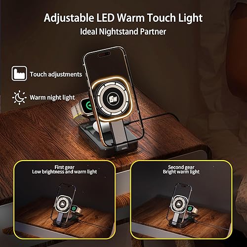 Miniatura 3 de Cargador inalámbrico magnético para iPhone 17 Pro Max Air 15 W 3 en 1 Soporte de carga rápida Mag-Safe para Apple Watch 111098 con adaptador PD USB