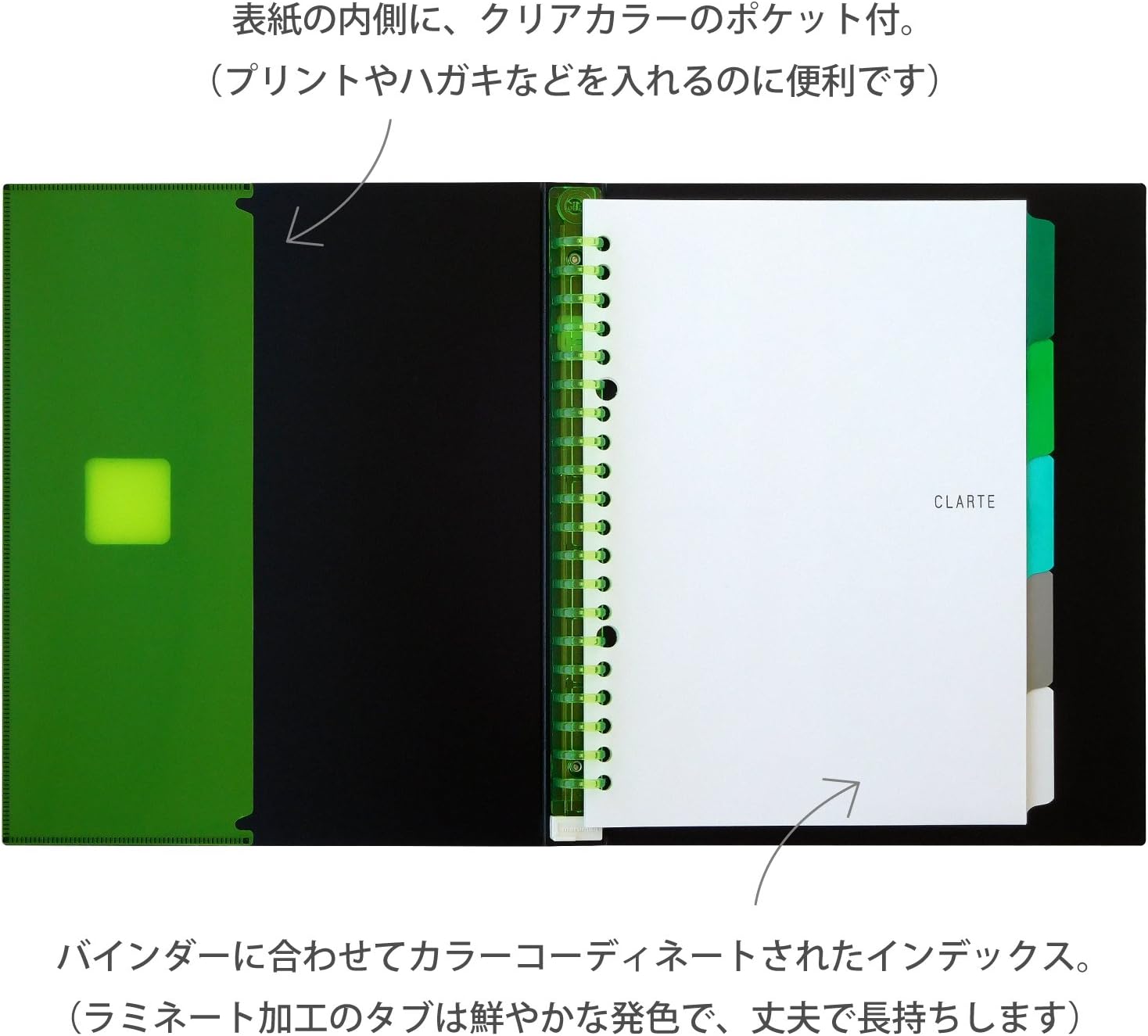 Maruman F414-03 Loose Leaf Binder, A5, Clararte, 20 Holes, Green