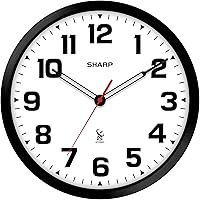 Vista 1 de Sharp Reloj de pared analógico atómico de 12 pulgadas, marco negro elegante, funciona con pilas, fácil de leer, fácil de usar, diseño