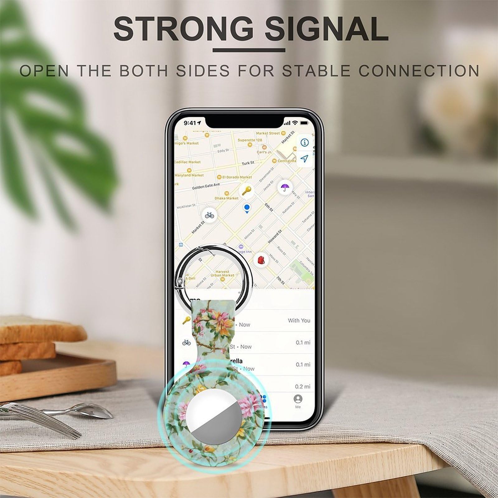 Grüne Blumen, kompatibel mit Airtag-GPS-Hüllen, 2 Stück