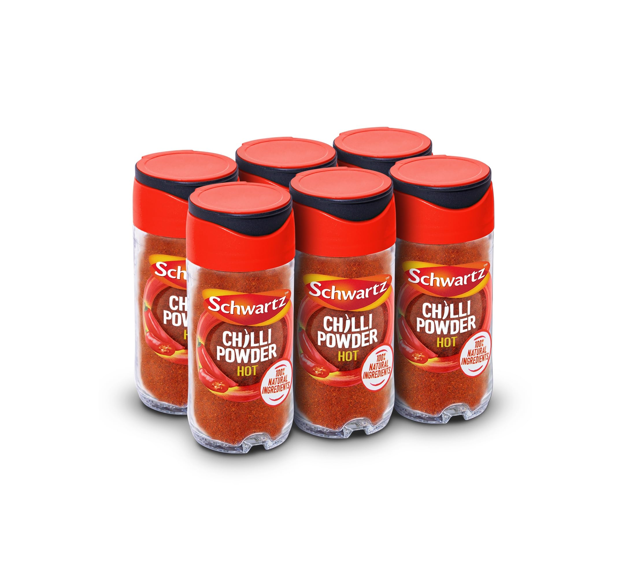 Schwartz Hot Chilli Powder 38 G | Jar | Pack of 6 | Expertly Blended | With Chilli Pepper, Cumin, Oregano, and Garlic | Perfect for Tacos, Fajitas, Chilli Con Carne & Mexican Dishes