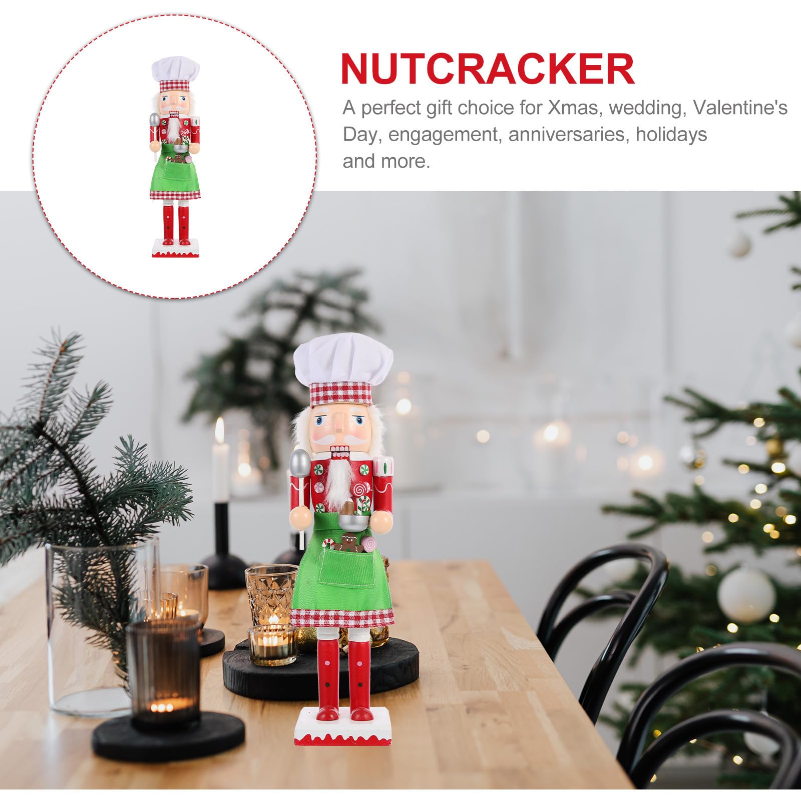 BESPORTBLE 3 Piezas Cascanueces de Escritorio Navideño de Madera Verde,