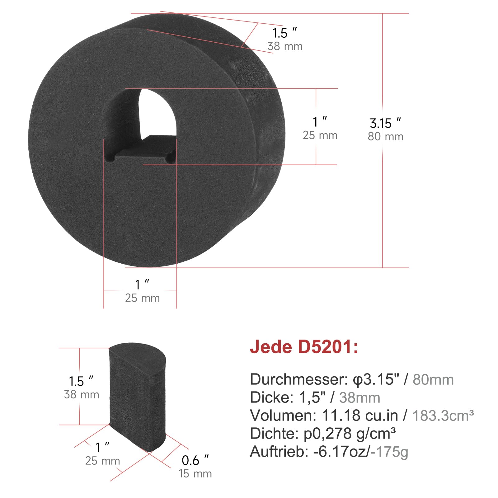 MINIFOCUS 4Pcs Unterwasserkamera Auftrieb Float Kits, Auftrieb vorgesehen 175g*4, Durchmesser 3.15", Dicke 1.5", Aquatic Arm Float Kit für Seafrogs/nitescuba/Starbea schwimmende Arme Tauchen Tablett