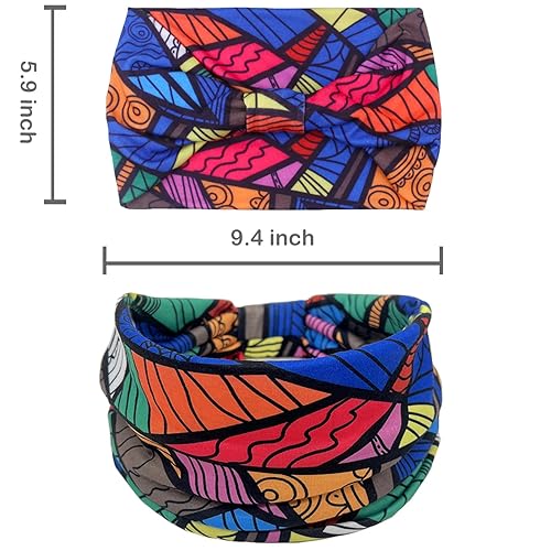 Miniatura 6 de IVARYSS Diademas anchas para mujer, turbantes con nudos, grandes bandas de pelo estilo africano, accesorios para el cabello, paquete de 6 (africano)