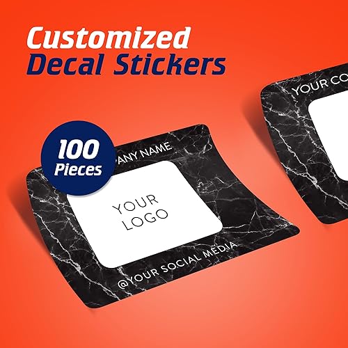 Vista 16 de DayStar Custom Signs & Design, Paquete de 60 calcomanías rectangulares personalizadas de vinilo personalizadas para logotipo de pequeñas empresas