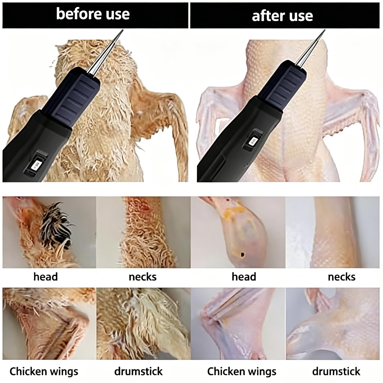 Strumento portatile ricaricabile per polli, 9000 giri/min, per anatra, tacchino, pollame, impermeabile e leggero, per una facile spennatura delle piume in fattoria o ristorante