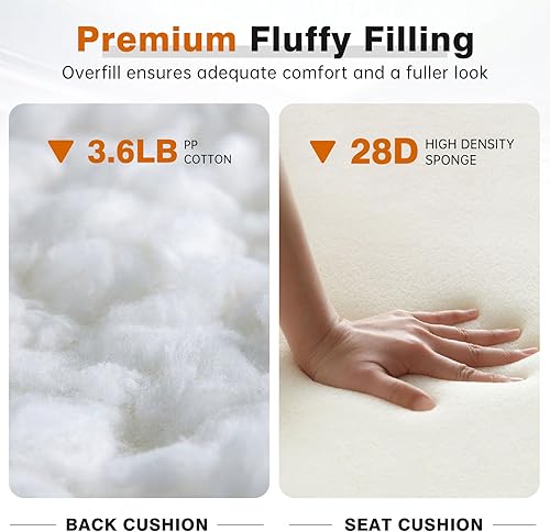 Miniatura 6 de Belord Muebles de patio cojines naranja con funda extraíble, 1 par de cojines incluyendo 1 cojín de asiento y 1 cojín de respaldo