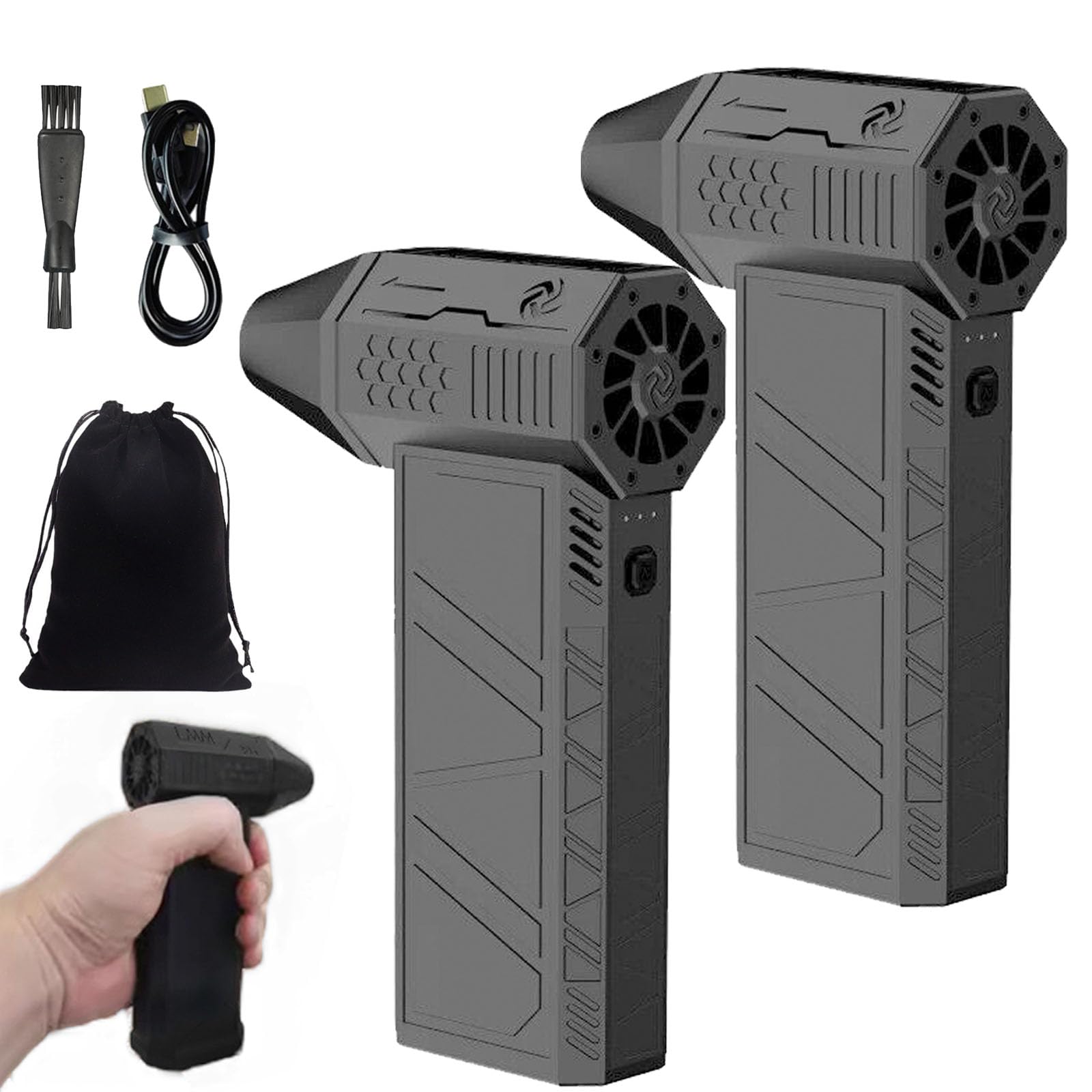 Air Blaster 2.0, 2024 New Hydrayne Air Blaster, Hydrayne Recargable Mini Electric Air Blaster Duster, 3 Gear Adjustable, 130,000 RPM Powerful Blower (2Pcs)
