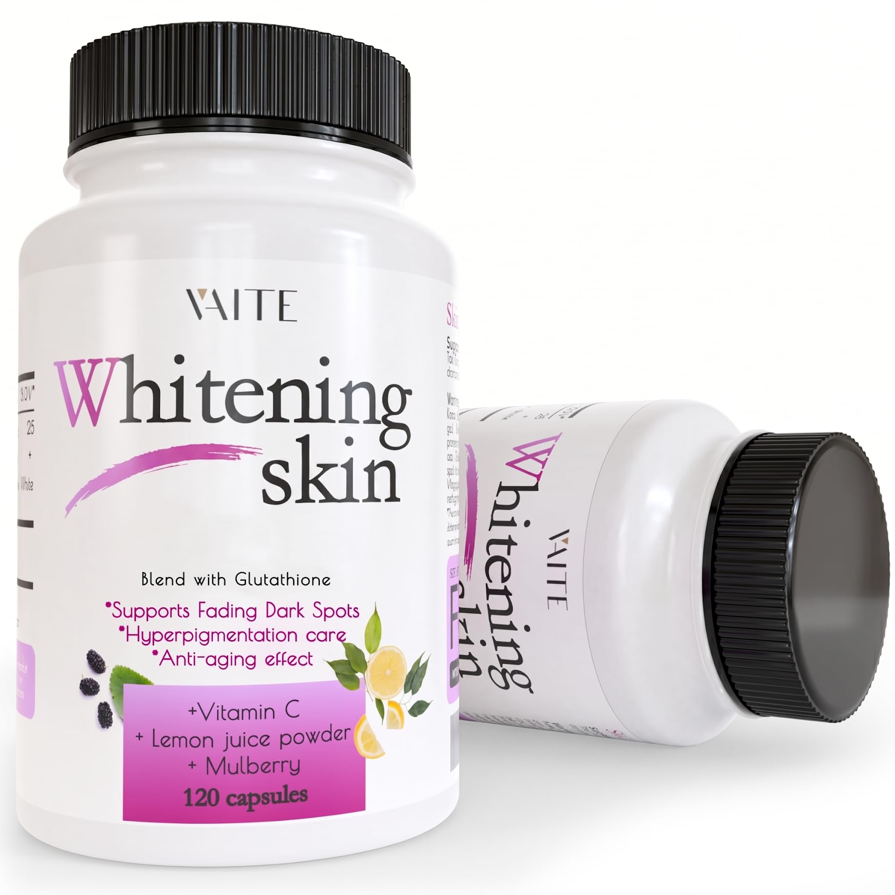 vaite glutathione whitening pills VAITE VAITE Glutathione Whitening Pills – Dark Spots & Acne Scar Remover –  5000 – Made in USA – Vegan Skin Bleaching Pills with Anti-Aging &  Antioxidant Effect – 120 Capsules | Best Price KSA main image 0