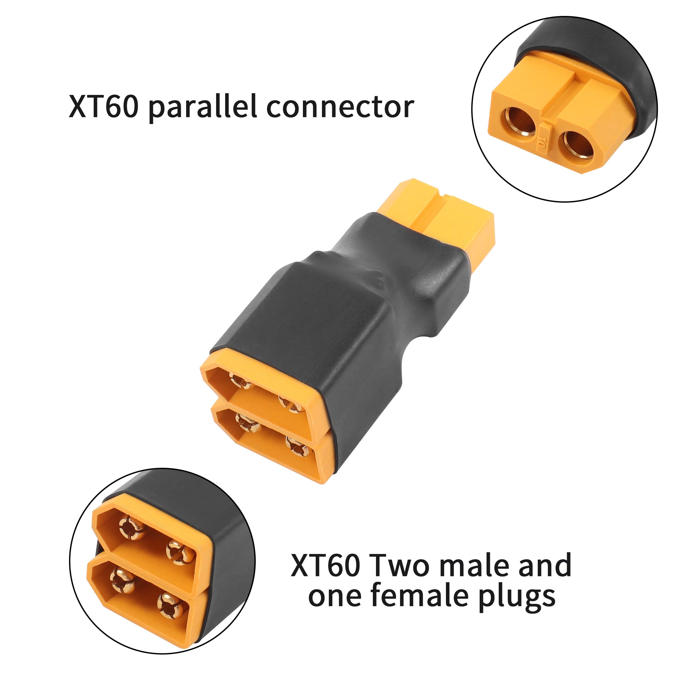 YACSEJAO Złącze serii RC XT60 XT60 1 do 2 równoległe złącze akumulatora do akumulatora RC NiHM Lipo ESC (1 żeńskie na 2 męskie + 2 żeńskie na 1 męskie)