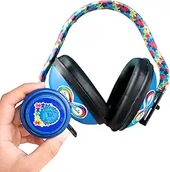 Abafador de Ruidos para Autistas Azul 11 DB arco colorido + Brinquedo Iô Iô