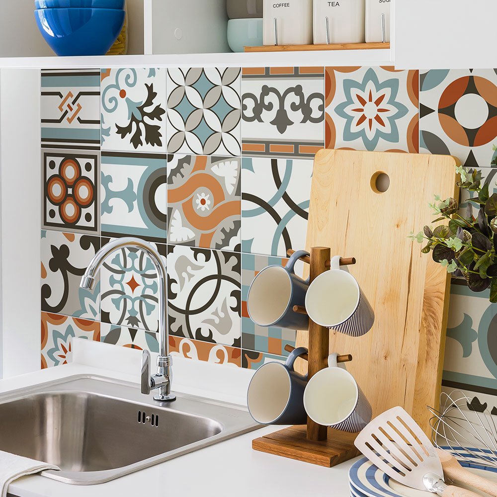RE-COVERTILES Adesivi Per Piastrelle 15 Pezzi 20x20 Cm - Piastrelle Autoadesive Italiane Per Bagno E Cucina