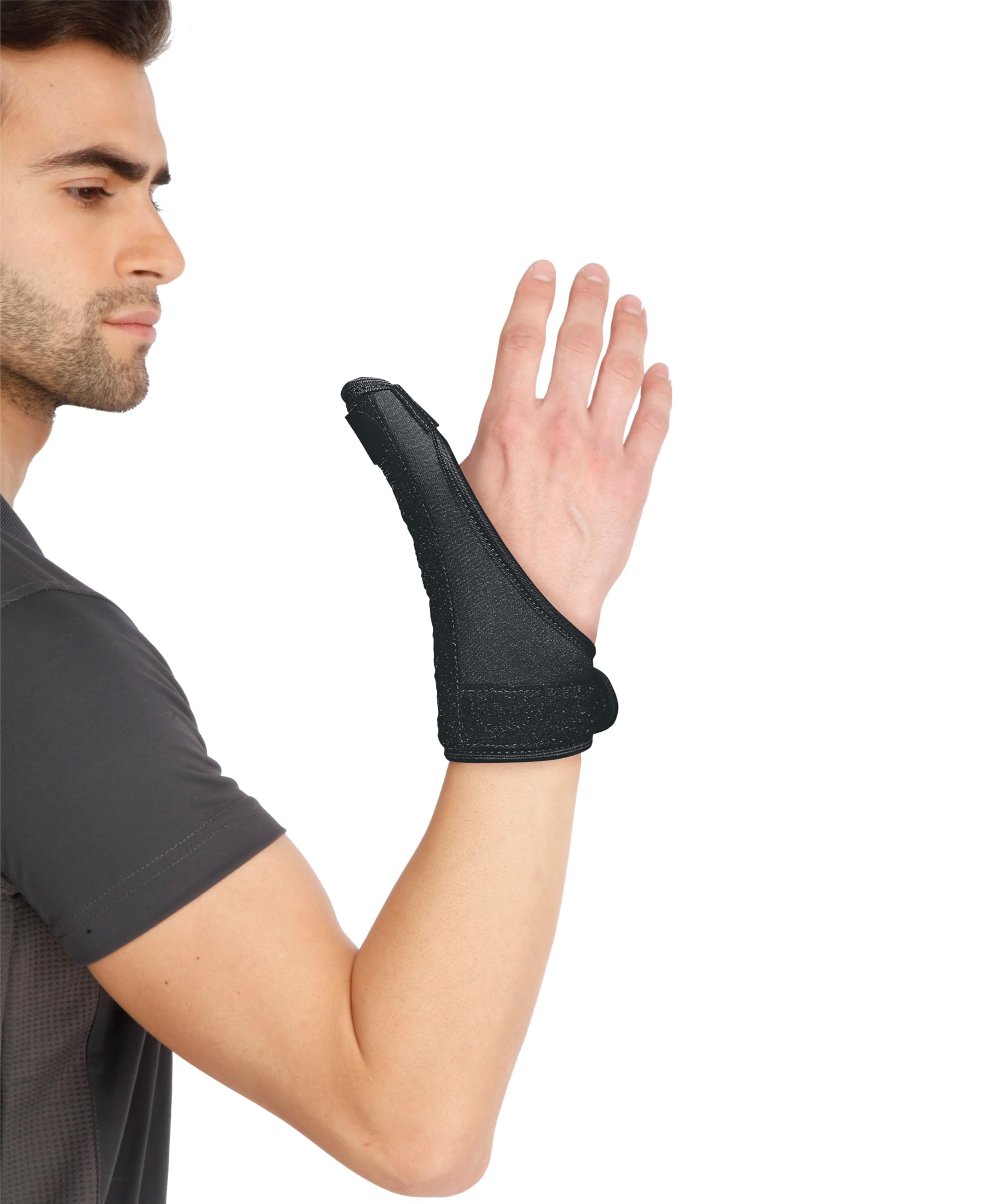 Flamingo Thumb Spica Splint Brace | Thumb Support Stabilizer for Pain, Sprains, Strains, Tendonitis with Wrist Wrap | Black | Small-image-4
