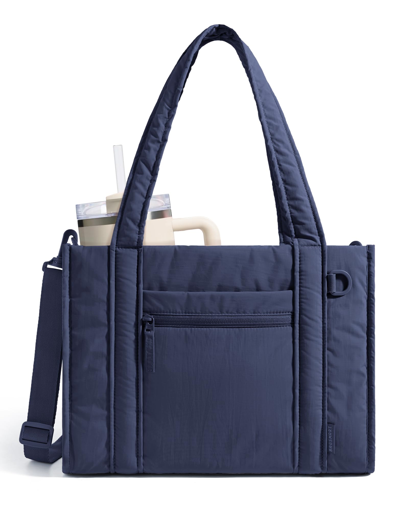 BAGSMART Boxy Tote Bag for Women, Crossbody Bag with Zipper, Crush Bow Purses for Travel Work College