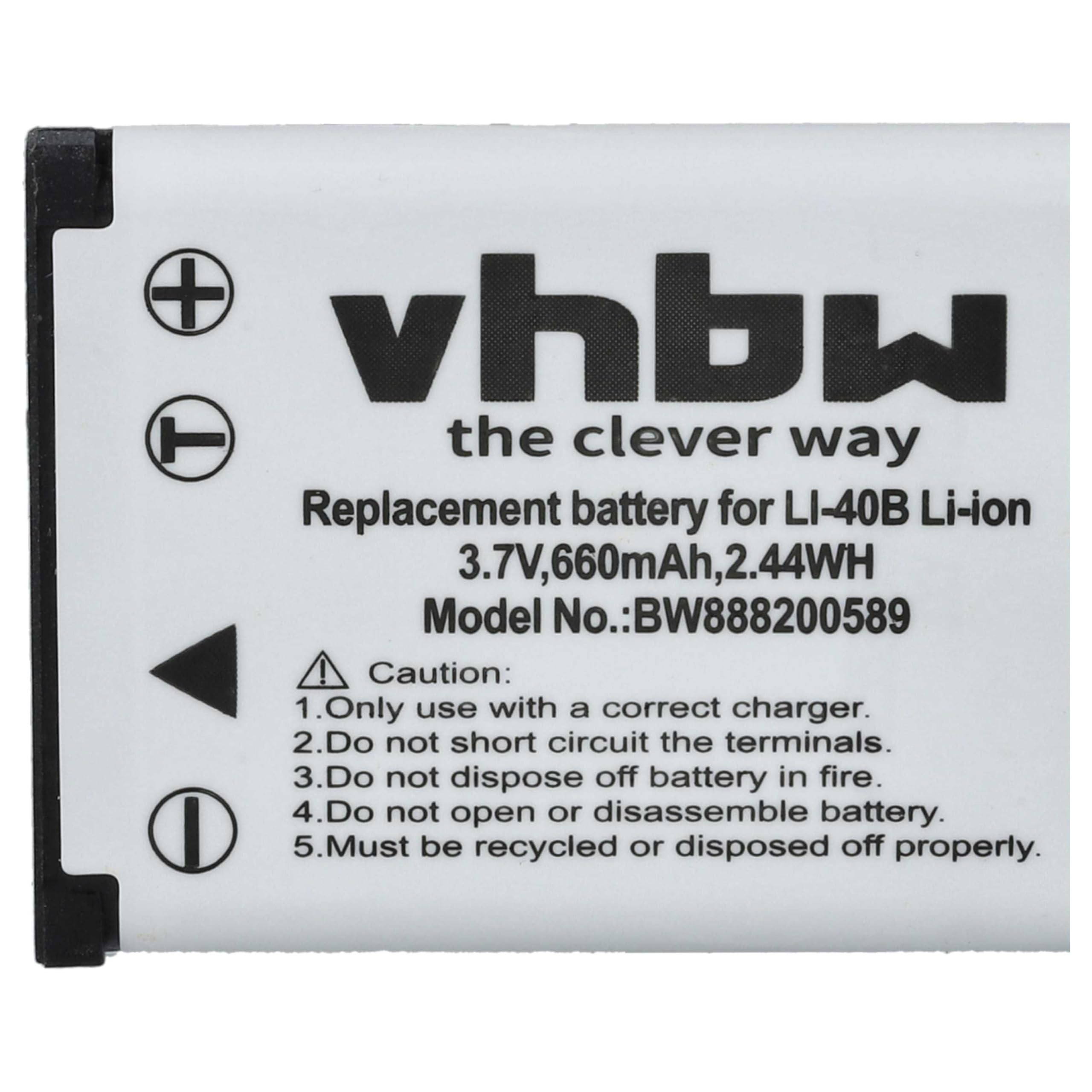 vhbw Bateria kompatybilna z kamerą Kodak Pixpro FZ55, Pixpro X52, Pixpro X53, Pixpro X54, Pixpro X55 (660 mAh, 3,7 V, litowo-jonowa)