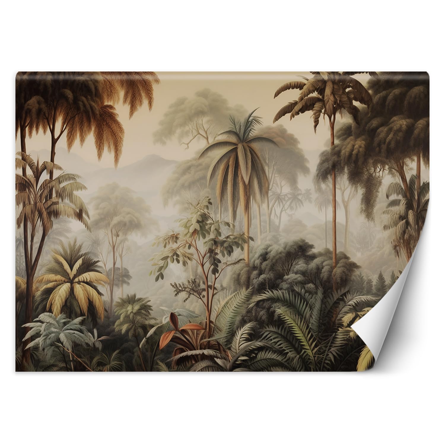 Feeby Papel Pintado Botánica Selva 350x245 cm Verde XXL Fotomurales Tejido No Tejido Decoración De Pared Moderna Decorativos Dormitorio Para la sala Trópicos Exóticos