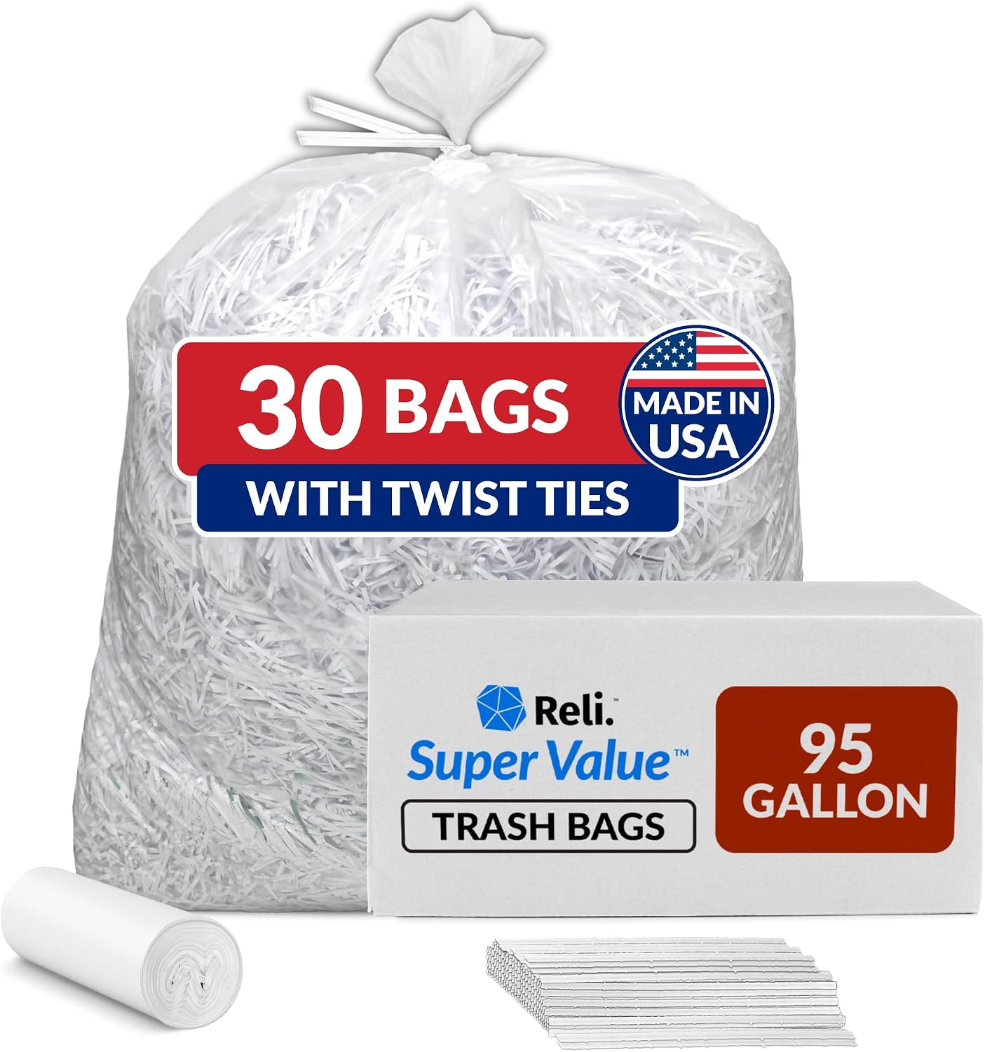 Reli. 95 Gallon Trash Bags Heavy Duty | Made in USA