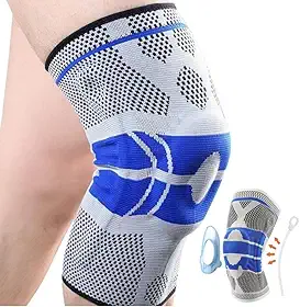 Joelheira Ortopedica De Compressão Silicone E Fio De Flexível Aço Tensor Alívio De Dor Tensor articulada juelheirra patelar ligamento rompido Fitness Cross Proteção Silicone Cores Variadas (GG (X-Large))