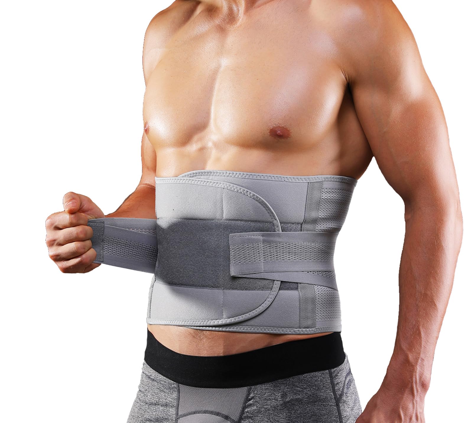 Photo 1 of Back Brace for Lower Back Pain Men Women, Back Support Brace & Elastic Supports Belly Band Stomach Wrap Waist Belt Waist Trainer, Waist Brace Waist Trainer for Men Sciatica Pain Relief (Gray, Large)