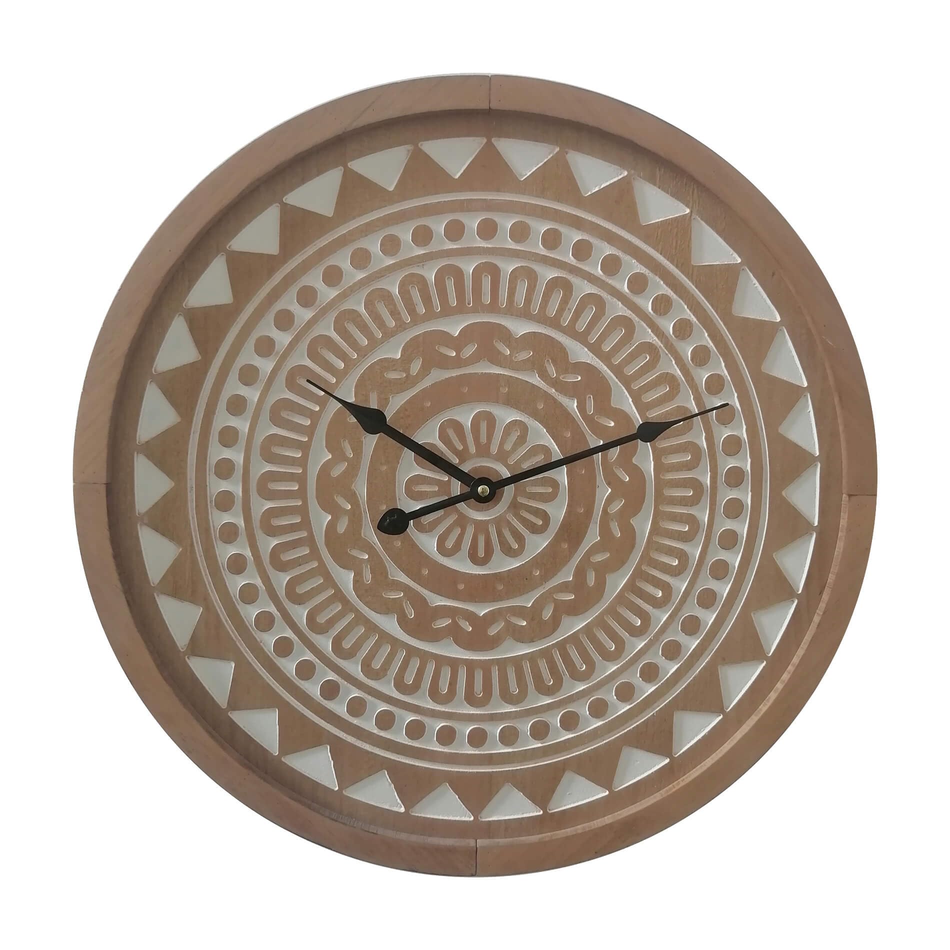 Horloge murale ronde marron et blanche MDF de 50 cm Rebecca Mobili