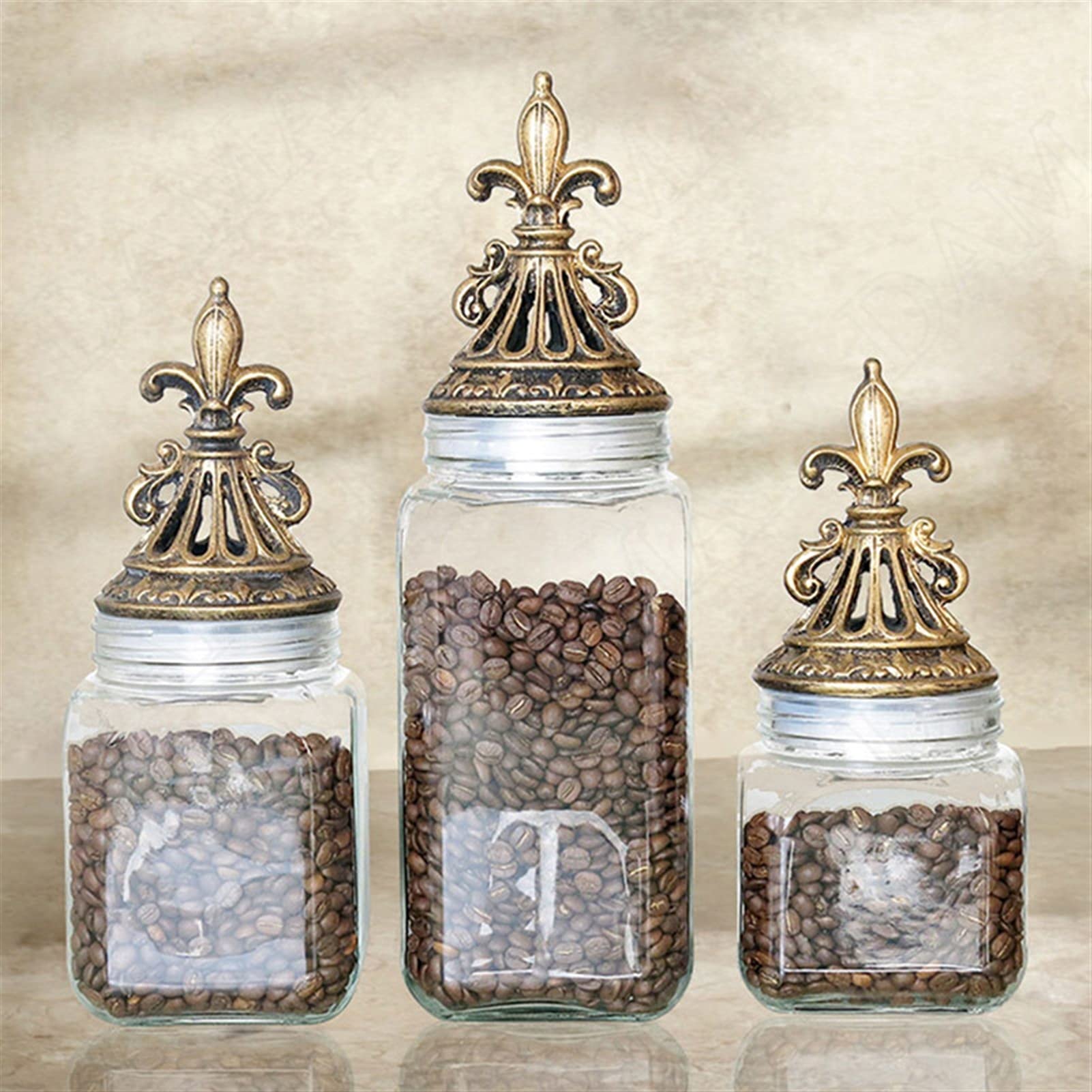 Botes para Alimentos Retro Vidrio Almacenamiento Tarro Resina Talla Talla Cubierta Caramelo frascos Europe Estilo Grano dispensador Sello té Caddy Home Organizador Ornamentos Botes Herméticos
