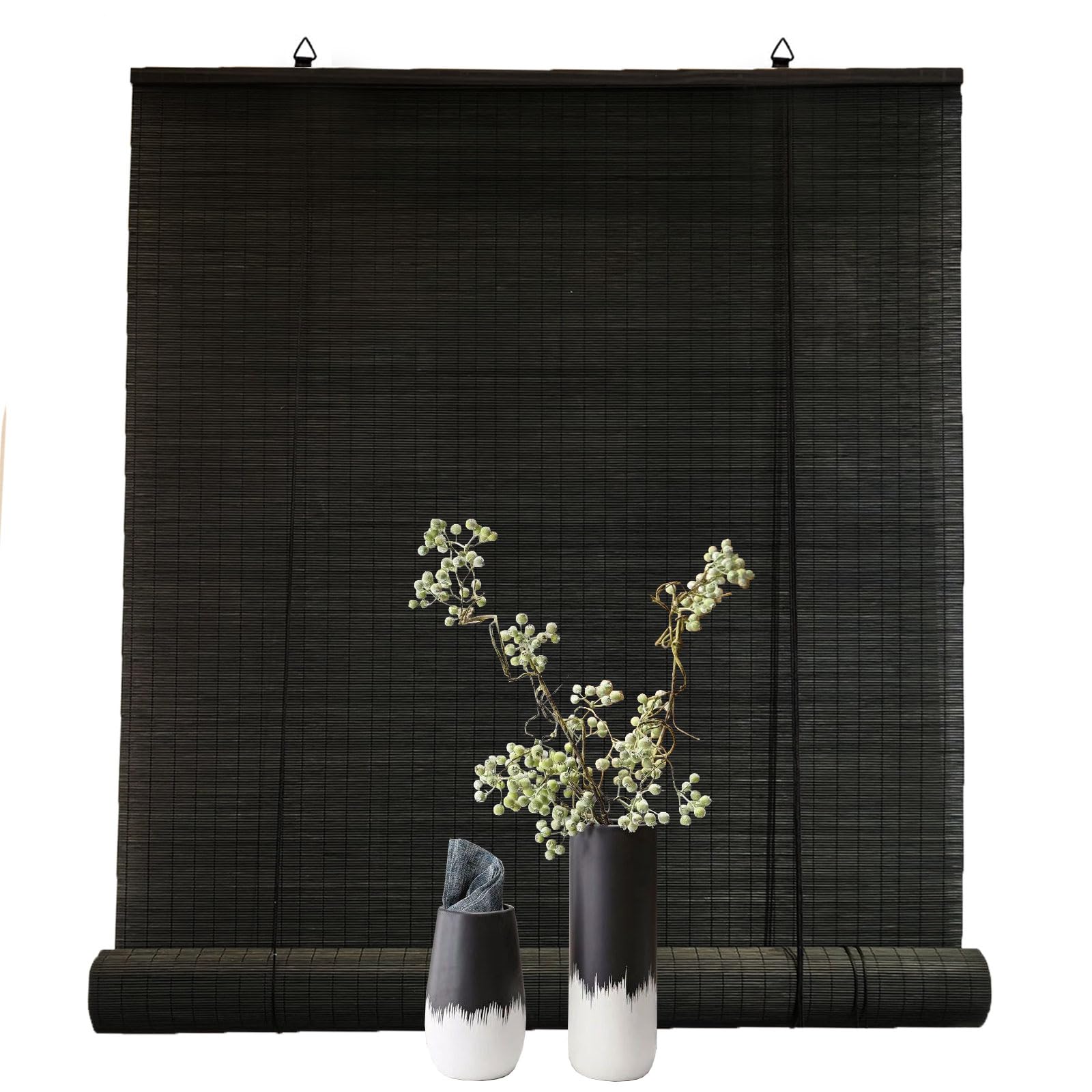 Store Bambou Extérieur 105 x 120 cm Respirant Écran Solaire, Personnalisable Naturel Store Bambou pour Intérieur Extérieur, C