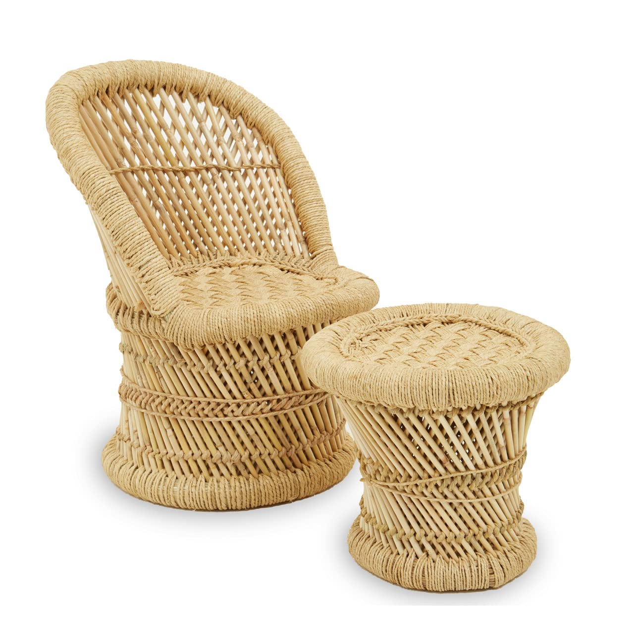 Interiors By Premier Rowan Childrens Natural Chair And Stool - Brown