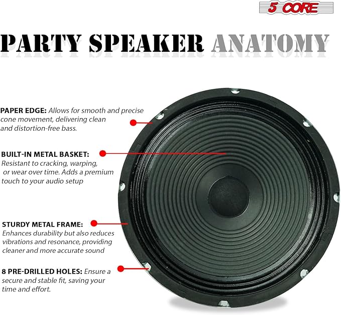 Parlante para Guitarra 5 CORE 10 Pulgadas 16 Ohm 60W Altavoz Reemplazo miniatura 8