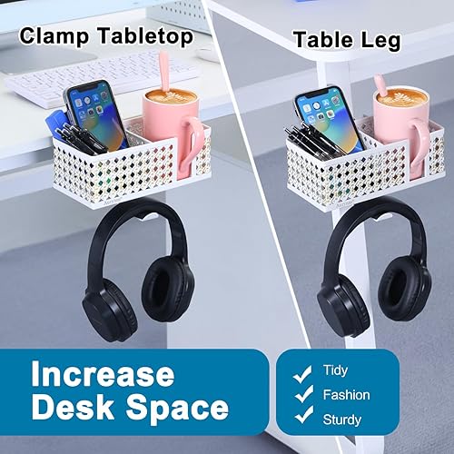 Miniatura 2 de Soporte para tazas de escritorio, gancho con clip, soporte para bolígrafo, organizador de escritorio, soporte para lápices, soporte para teléfono,