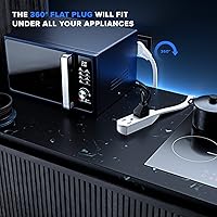 Vista 5 de Maximm Cable de extensión de enchufe plano giratorio de 360 de 15 pies, cable de extensión de 3 tomas de corriente múltiple de 16 AWG, cable