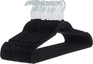 Amazon Basics - Perchas de terciopelo para trajes - Paquete de 30, Negro