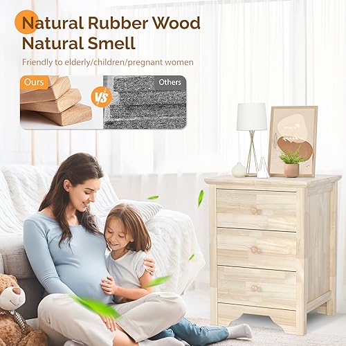 Miniatura 20 de Bonnlo Mesita de noche blanca con 3 cajones, moderna mesita de noche para dormitorio con perillas de metal, mesita de noche de madera, mesa auxiliar