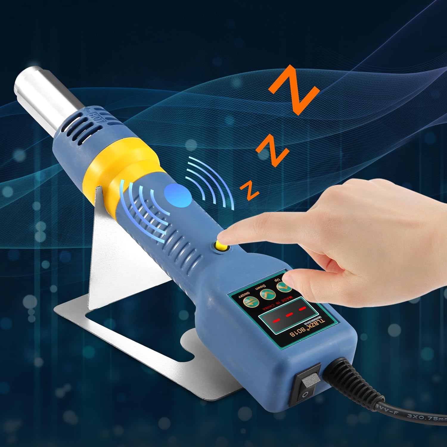 Hot Air Rework Station, 8018 Portable SMD Solder Station Heat Gun Digital Temperature Display with Nozzles Tweezers, °C/°F Conversion