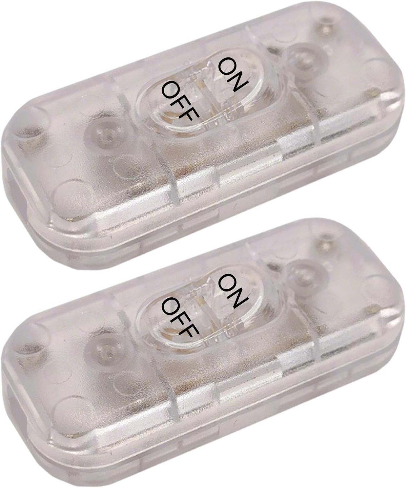 2 Pcs Inline Switch, Electrical Wire Appliance Rocker Switches Rated 250V 6A ON OFF, Clear Lamp Cord Button Switch Repair Replacement Desk Table Light Parts Control Power Cable Plug