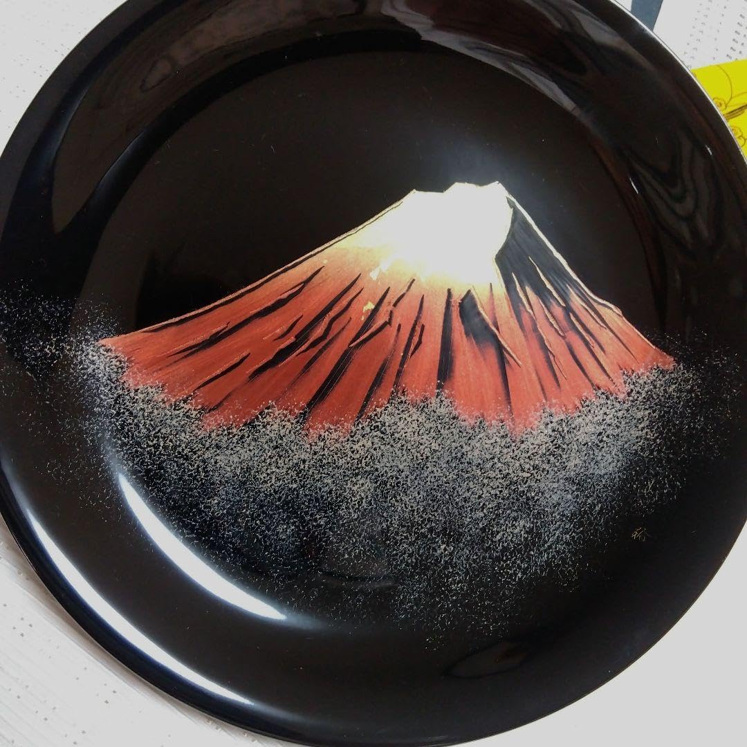 Amazon.co.jp: 輪島塗沈金 友田裕次作 飾り皿 赤富士 工芸品 : おもちゃ