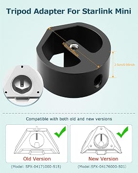 Starlink Mini Mount Pole Adjustable Clamp Mount for Starlink Mini RV Mounts with 2025 Version Tripod Adapter with 1/4-20 Thread, Compatible with New Pipe Adapter SPX-04176000-501 for RV Ladder