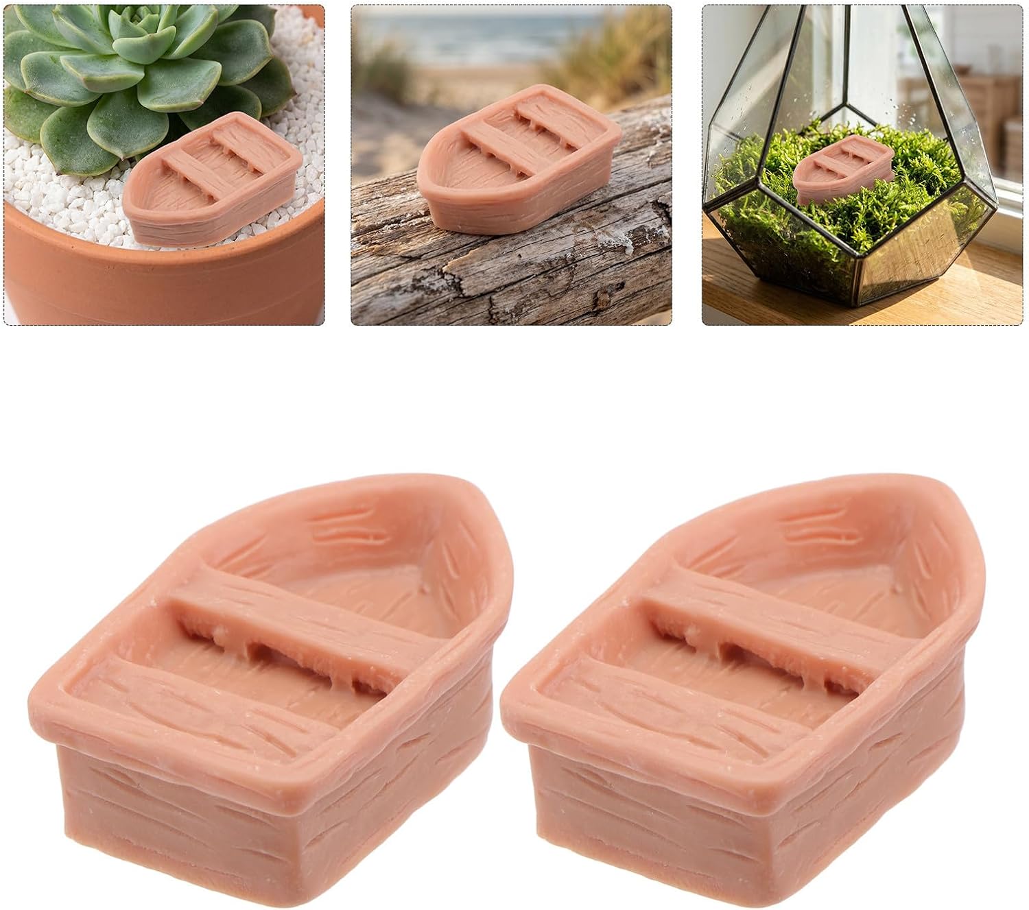 20pcs Resin Mini Sailing Boat Ornament with Wood Grain Surface, Sturdy and Versatile Small Model Boat for Table Top and Bookshelves, Artistic Fairy Garden Accessories