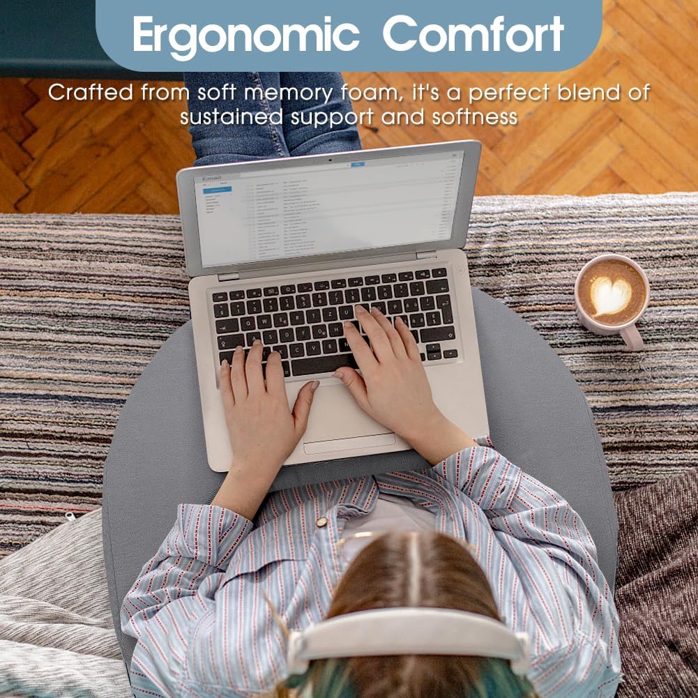 Lap Reading Gaming Pillow, Memory Foam Extra Large Arm Rest Lap Desk Pillow with Side Pockets for Reading, Working, Sitting in Bed Floor Sofa