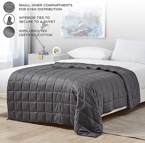 Vista 81 de YnM - Manta con peso para adultos, algodón pesado, perlas de vidrio refrescantes para usar todo el año, ideal para una persona de 240 libras