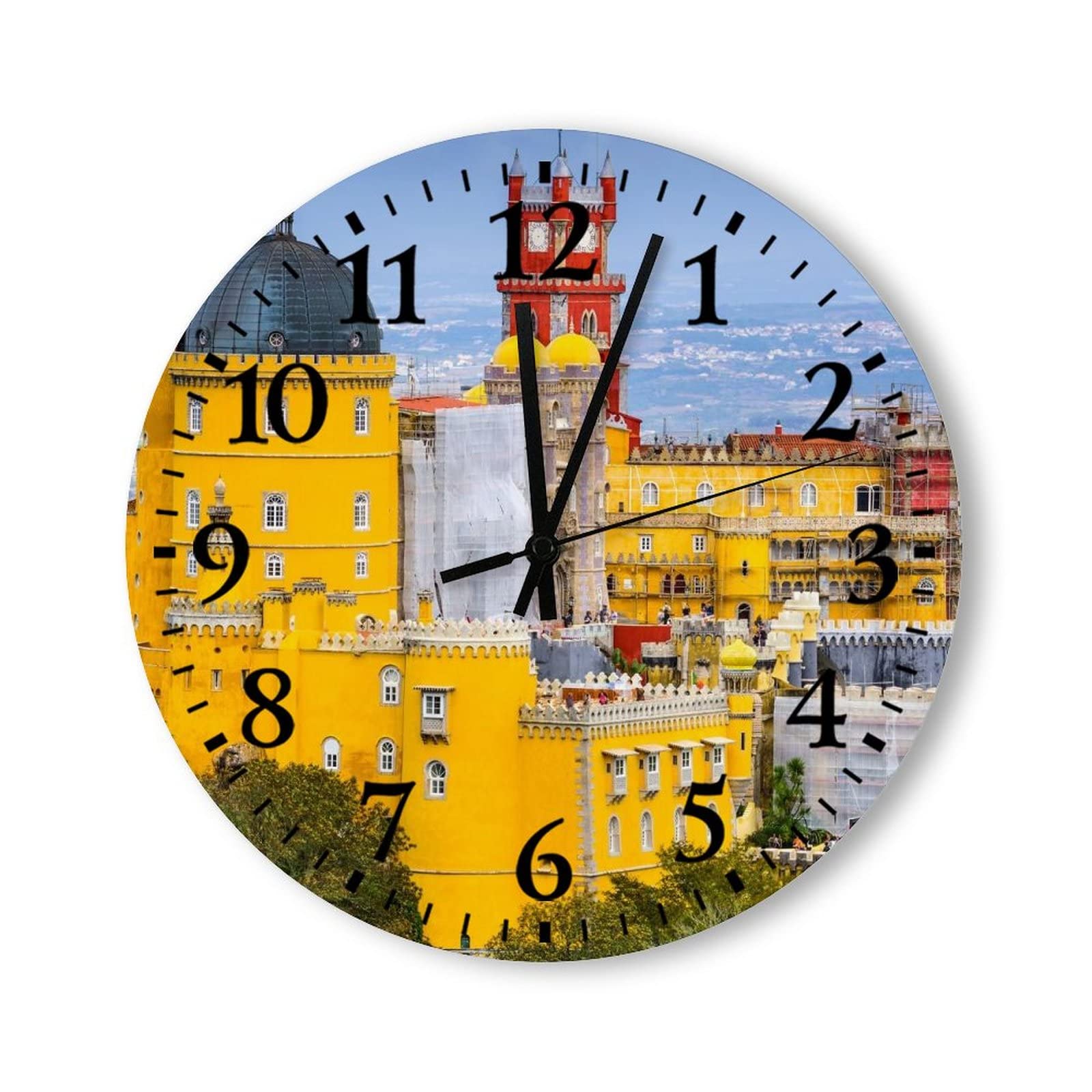 UTF4C Silent Non-Ticking Round Clocks Intra Portugal Retro Wall Clock 10" Decor for Home Office Kitchen Bedroom Living Room Gifts for Housewarming