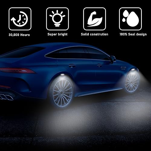 Miniatura 4 de Dickno 2 luces LED de rock, IP67 impermeable, lámpara de neón, luces de guardabarros subterráneos de alto brillo para camiones, SUV todoterreno,