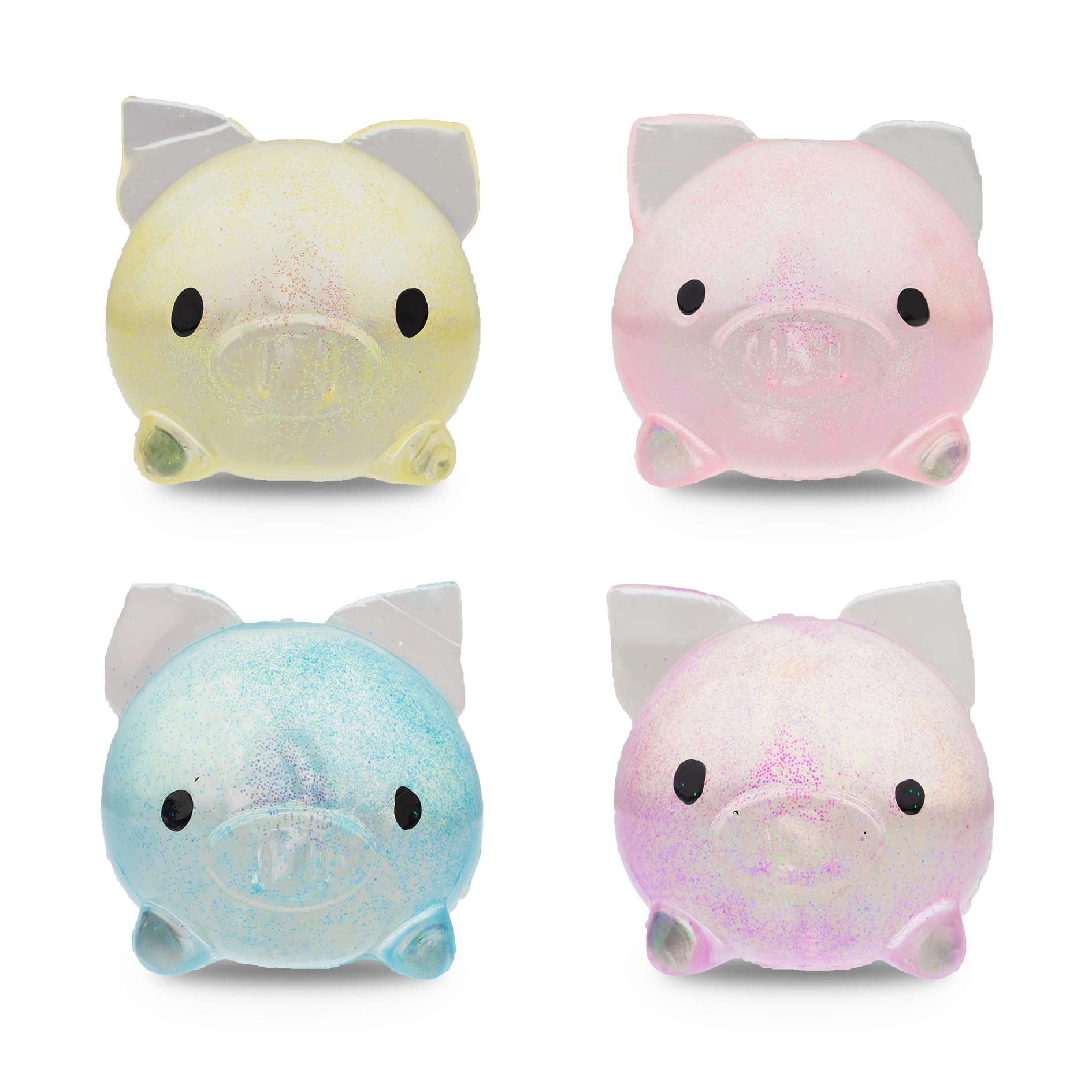 Pig Squisheez Stretch Balls, Squishy Pig 4 Pack, Stress Relief Balls (Set of 4) - Anxiety Relief Squeezing Squishy Balls Funny Fidget Toy